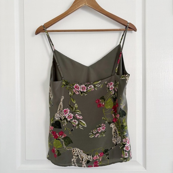 L'AGENCE Cami Tank Top Silk Jungle Floral Leopard - Picture 3 of 7